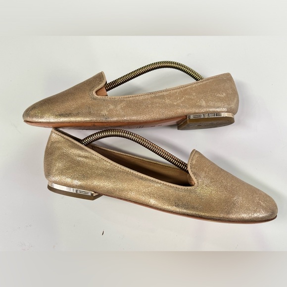 COACH Metallic Gold CATRIN flat loafers size 8.5 - Picture 5 of 8